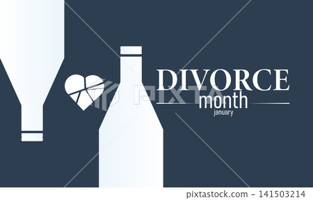 Divorce Month Poster Banner and Background Design Template Featuring Broken Heart Illustration and Support Concept for Awareness Counseling Relationship Guidance and Emotional Wellbeing 141503214
