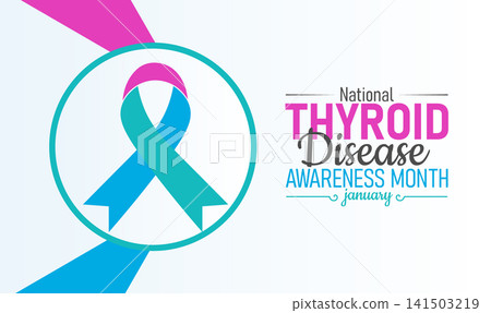 National Thyroid Disease Awareness Month Poster Banner and Background Design Template Featuring Thyroid Gland Icon, Medical Illustration, and Health Symbols for Endocrine Health, Screening National Thyroid Disease Awareness Month Poster Banner and Background Design Template Featuring Thyroid Gland Icon, Medical Illustration, and Health Symbols for Endocrine Health, Screening 141503219
