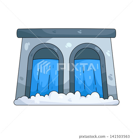 Illustration of dam with water flowing Illustration of dam with water flowing 141503563