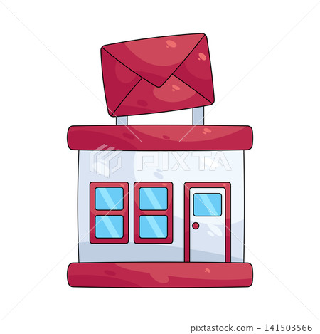 Illustration of post office building Illustration of post office building 141503566