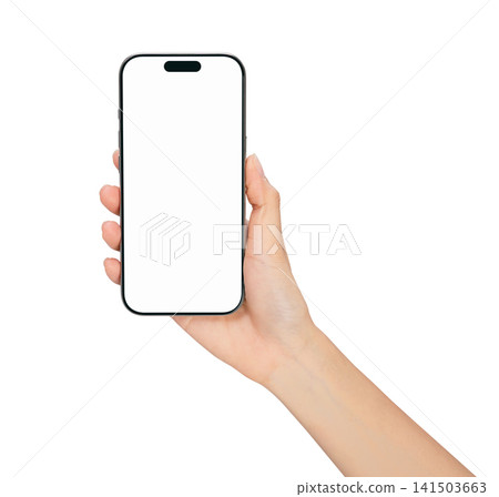 Clipping path, Gesture of hand holding smartphone with a blank screen, for mobile app mockup and digital technology concept. Clipping path, Gesture of hand holding smartphone with a blank screen, for mobile app mockup and digital technology concept. 141503663