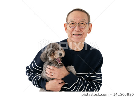 Grandpa and dog 141503980
