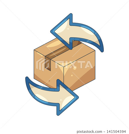 Illustration of delivery box with return arrows Illustration of delivery box with return arrows 141504394