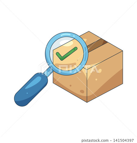Illustration of cardboard box check Illustration of cardboard box check 141504397