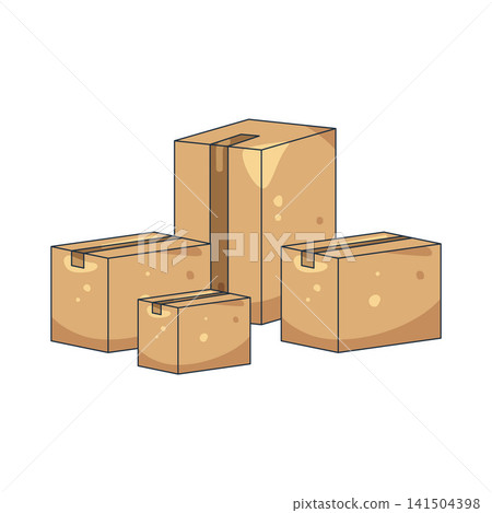 Illustration of stack of cardboard boxes Illustration of stack of cardboard boxes 141504398