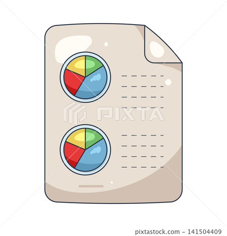 Illustration of document with pie chart Illustration of document with pie chart 141504409