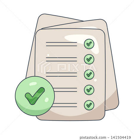 Illustration of document with checkmark Illustration of document with checkmark 141504419