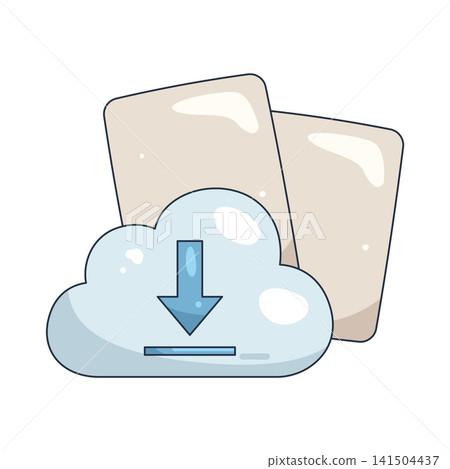 Illustration of document with cloud and download arrow Illustration of document with cloud and download arrow 141504437