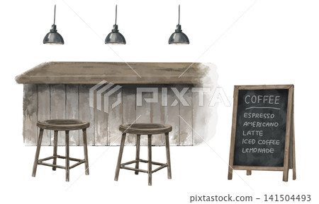 Illustration of a stylish cafe table Illustration of a stylish cafe table 141504493