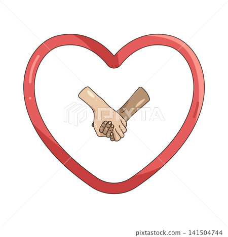 Illustration of hands holding inside heart Illustration of hands holding inside heart 141504744