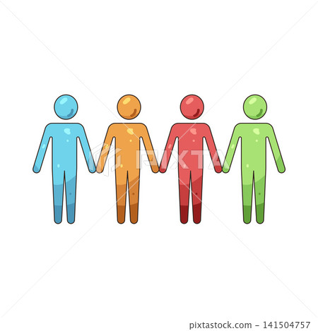 Illustration of diverse group holding hands Illustration of diverse group holding hands 141504757