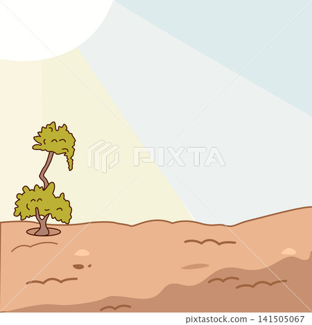 An illustration of a landscape featuring a small, stylized tree with green foliage on the left side. An illustration of a landscape featuring a small, stylized tree with green foliage on the left side. 141505067