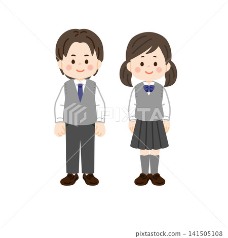 一名學生站在那裡,身穿校服背心。 一名學生站在那裡,身穿校服背心。 141505108