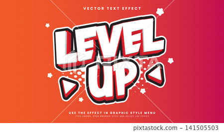 Level Up 3d cartoon Style Editable Text effect template Level Up 3d cartoon Style Editable Text effect template 141505503