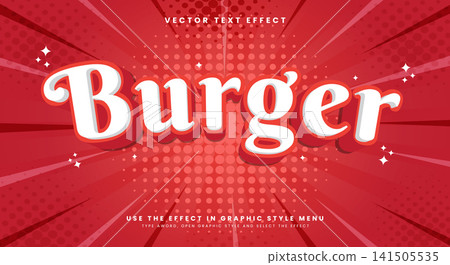 Burger 3d cartoon Style Editable text effect Template Burger 3d cartoon Style Editable text effect Template 141505535