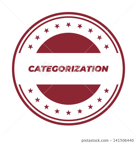 A bold red circular stamp design, adorned with decorative stars, prominently features the word CATEGORIZATION A bold red circular stamp design, adorned with decorative stars, prominently features the word CATEGORIZATION 141506440