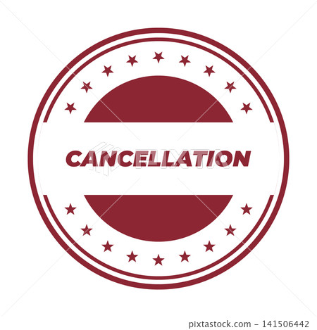 A bold red circular stamp featuring the word CANCELLATION prominently displayed in the center with a star border A bold red circular stamp featuring the word CANCELLATION prominently displayed in the center with a star border 141506442