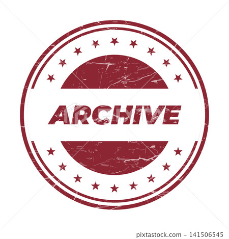 A vintage style red circular archive rubber stamp featuring stars for historical document preservation A vintage style red circular archive rubber stamp featuring stars for historical document preservation 141506545