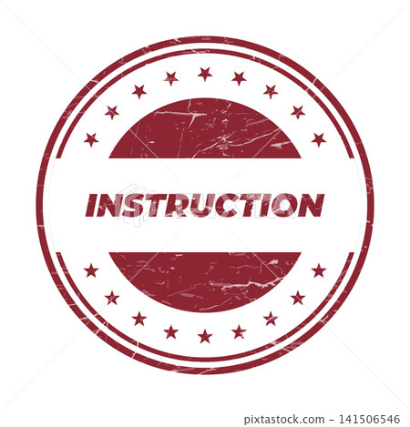 A vintage style red circular grunge stamp displaying the word instruction perfect for guidance and directions A vintage style red circular grunge stamp displaying the word instruction perfect for guidance and directions 141506546
