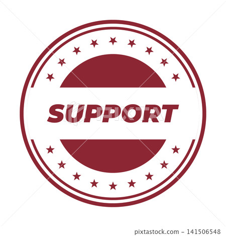 A vintage style support stamp design showcasing vibrant red hues and elegant star embellishments for a reliable visual 141506548