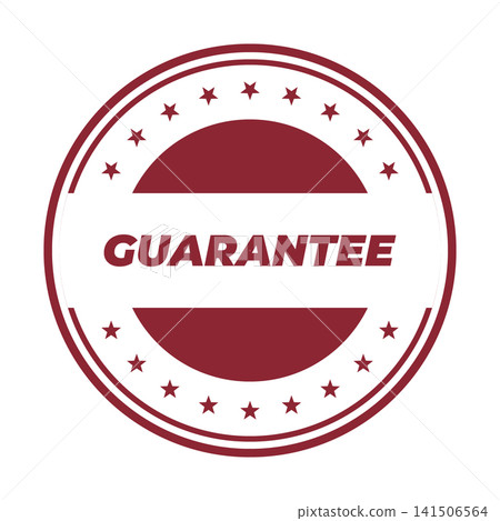 An official looking round red grunge stamp highlighting the reassuring word GUARANTEE in a strong, capitalized font 141506564