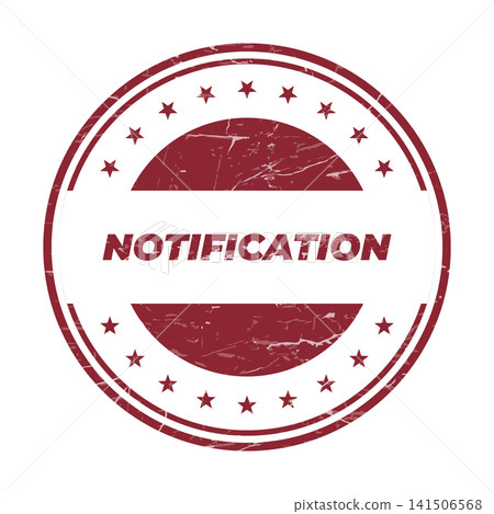 Authentic distressed red round stamp with star detailing and the word NOTIFICATION indicating an important update Authentic distressed red round stamp with star detailing and the word NOTIFICATION indicating an important update 141506568