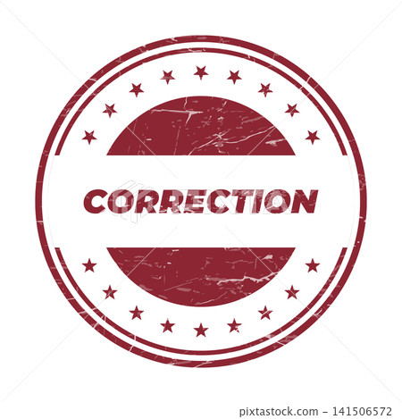 Authentic weathered rubber stamp prominently featuring the word CORRECTION indicating an edit or revised information Authentic weathered rubber stamp prominently featuring the word CORRECTION indicating an edit or revised information 141506572