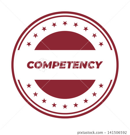 Certified competency professional stamp graphic with a bold red circular design and decorative star elements for excellence 141506592