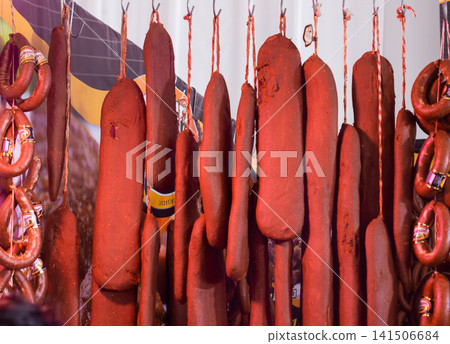 Turkish oriental bacon pastirma, preserve of dried meat Turkish oriental bacon pastirma, preserve of dried meat 141506684
