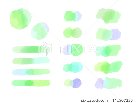 Hand-painted watercolor accents, gradient, green. Hand-painted watercolor accents, gradient, green. 141507236