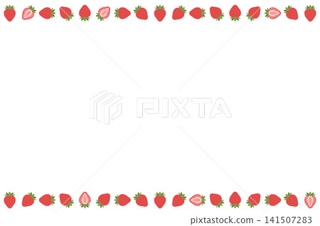 Pop and cute strawberry top and bottom frame illustrations Pop and cute strawberry top and bottom frame illustrations 141507283