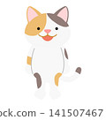 Vector illustration of a calico cat standing on its feet. 141507467