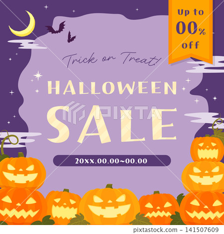 Jack-o'-lantern dark Halloween sale template 2_square Jack-o'-lantern dark Halloween sale template 2_square 141507609
