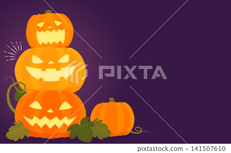 Jack-o'-lantern dark Halloween frame 1_horizontal Jack-o'-lantern dark Halloween frame 1_horizontal 141507610
