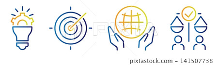 A set of banner icons reflecting core values, including innovation, purpose, responsibility, integrity, a collection of vector solid icons A set of banner icons reflecting core values, including innovation, purpose, responsibility, integrity, a collection of vector solid icons 141507738