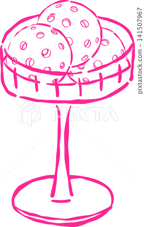 Pickleball Balls in Martini Cocktail Glass Outline Hand Drawn, Pickleball Club Decorative 141507967