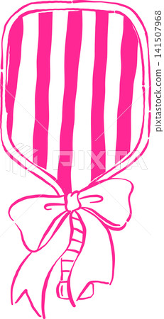 Girly Pickleball Paddle Striped Outline with Ribbon Bow Hand Drawn Whimsical Sketchy Retro Vintage Sport Girly Pickleball Paddle Striped Outline with Ribbon Bow Hand Drawn Whimsical Sketchy Retro Vintage Sport 141507968