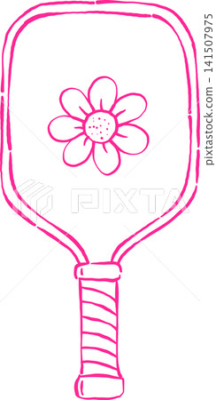 Girly Pickleball Paddle Outline with Flower Hand Drawn Whimsical Sketchy Retro Vintage Sport Girly Pickleball Paddle Outline with Flower Hand Drawn Whimsical Sketchy Retro Vintage Sport 141507975