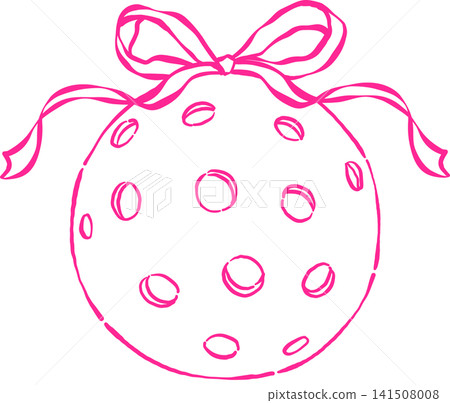 Girly Pickleball Outline Hand Drawn, Heart Ball with Bow Whimsical Sketchy Retro Vintage Sport Girly Pickleball Outline Hand Drawn, Heart Ball with Bow Whimsical Sketchy Retro Vintage Sport 141508008