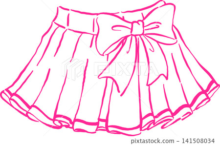 Girly Coquette Pleated Skirt Outline With Bow Hand Drawn Whimsical Sketchy Retro Vintage Sport Girly Coquette Pleated Skirt Outline With Bow Hand Drawn Whimsical Sketchy Retro Vintage Sport 141508034