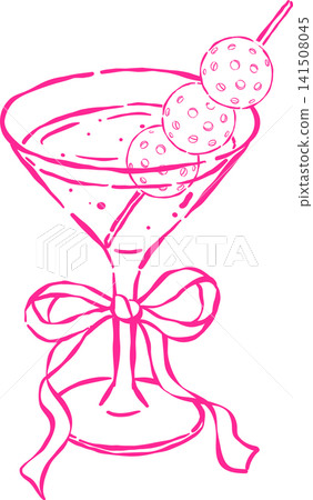 Coquette Pickleball Cocktail Martini Outline Drink with Bow Hand Drawn, Pickleball Club Decorative Coquette Pickleball Cocktail Martini Outline Drink with Bow Hand Drawn, Pickleball Club Decorative 141508045