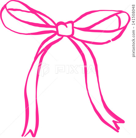 Vintage Retro Small Ribbon Bow Outline Hand Drawn Illustration Vintage Retro Small Ribbon Bow Outline Hand Drawn Illustration 141508048