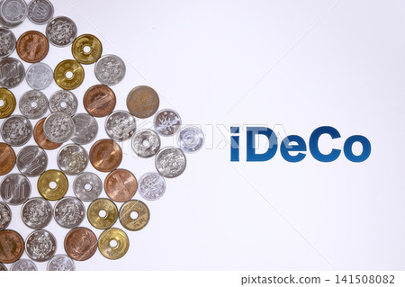 iDeCo text and Japanese yen coins iDeCo text and Japanese yen coins 141508082