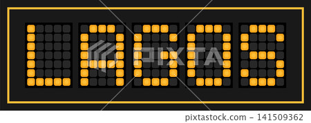 Orange color led banner in word lagos on black background Orange color led banner in word lagos on black background 141509362
