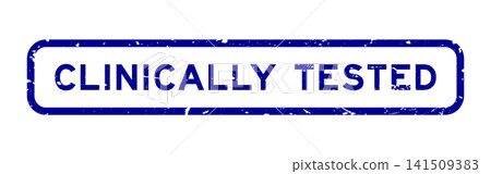 Grunge blue clinically tested word square rubber seal stamp on white background Grunge blue clinically tested word square rubber seal stamp on white background 141509383