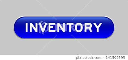 Blue color capsule shape button with word inventory on gray background Blue color capsule shape button with word inventory on gray background 141509395