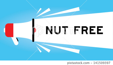 Color megaphone icon with word nut free in white banner on blue background 141509397