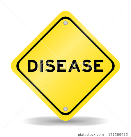Yellow color transportation sign with word disease on white background 141509415