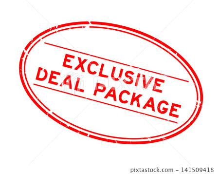 Grunge red exclusive deal package word oval rubber seal stamp on white background 141509418