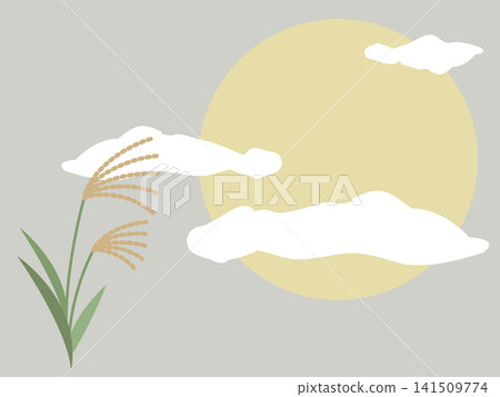 Autumn background illustration featuring a full moon and pampas grass. Autumn background illustration featuring a full moon and pampas grass. 141509774